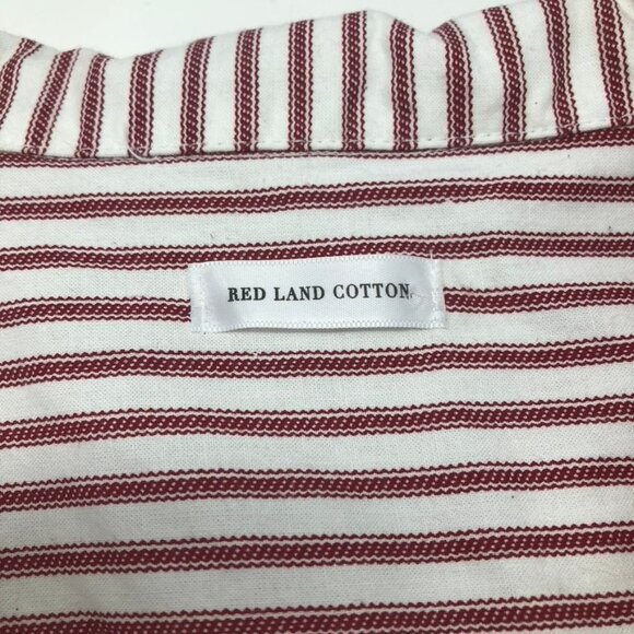 Red Land Cotton Red White Striped Pajama Sleep Shirt Size M 100% Cotton - Picture 4 of 6